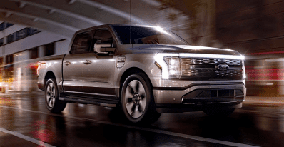 Ford F-150 Lighting, in motion, driving