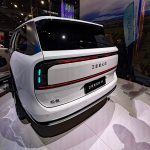 Zeekr 9X at 2026 CES, rear 3/4 view, white, Las Vegas Speedway