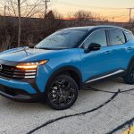 2026 Nissan Kicks SR in Arctic Ice Blue, Front 3/4 view