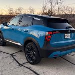 2026 Nissan Kicks SR in Arctic Ice Blue, rear 3/4 view