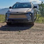 2026 Toyota bZ Woodland with all-terrain tires, front view, desert,