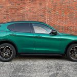 2025 Alfa Romeo Stelvio Intensa in Verde Fangio, green, profile,