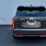 2026 Hyundai Palisade Hybrid in Cast Iron Brown, rear view,