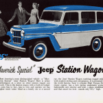 1958 Jeep Station Wagon Maverick Special, Blue and White, print ad