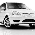 2012 Coda EV, white, front 3/4 view