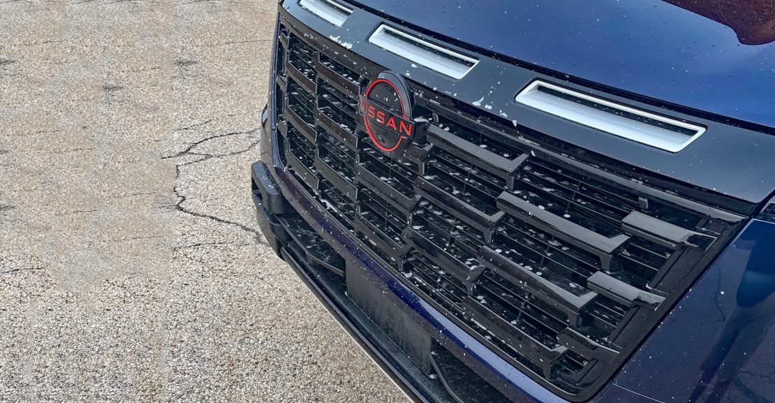 2026 Nissan Armada PRO-4X in Deep Ocean Blue Pearl, grille detail,