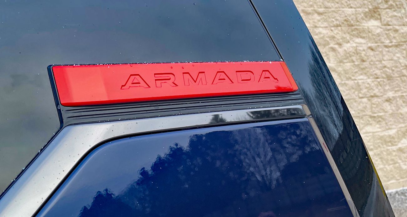 2026 Nissan Armada PRO-4X in Deep Ocean Blue Pearl, Armada d-pillar badge,