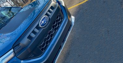 2026 Subaru Forester Wilderness in Geyser Blue, Grille detail,