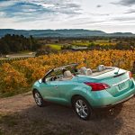 Nissan Murano CrossCabriolet in Glacier Pearl, rear view, top down, country,