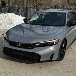 2026 Honda Civic Si, silver, snow, front 3/4 view,