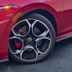 2026 Volkswagen GTI Autobahn in Kings Red, wheel detail, 19-inch wheels,
