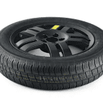 Mini Spare Tire, black rim, Donut spare