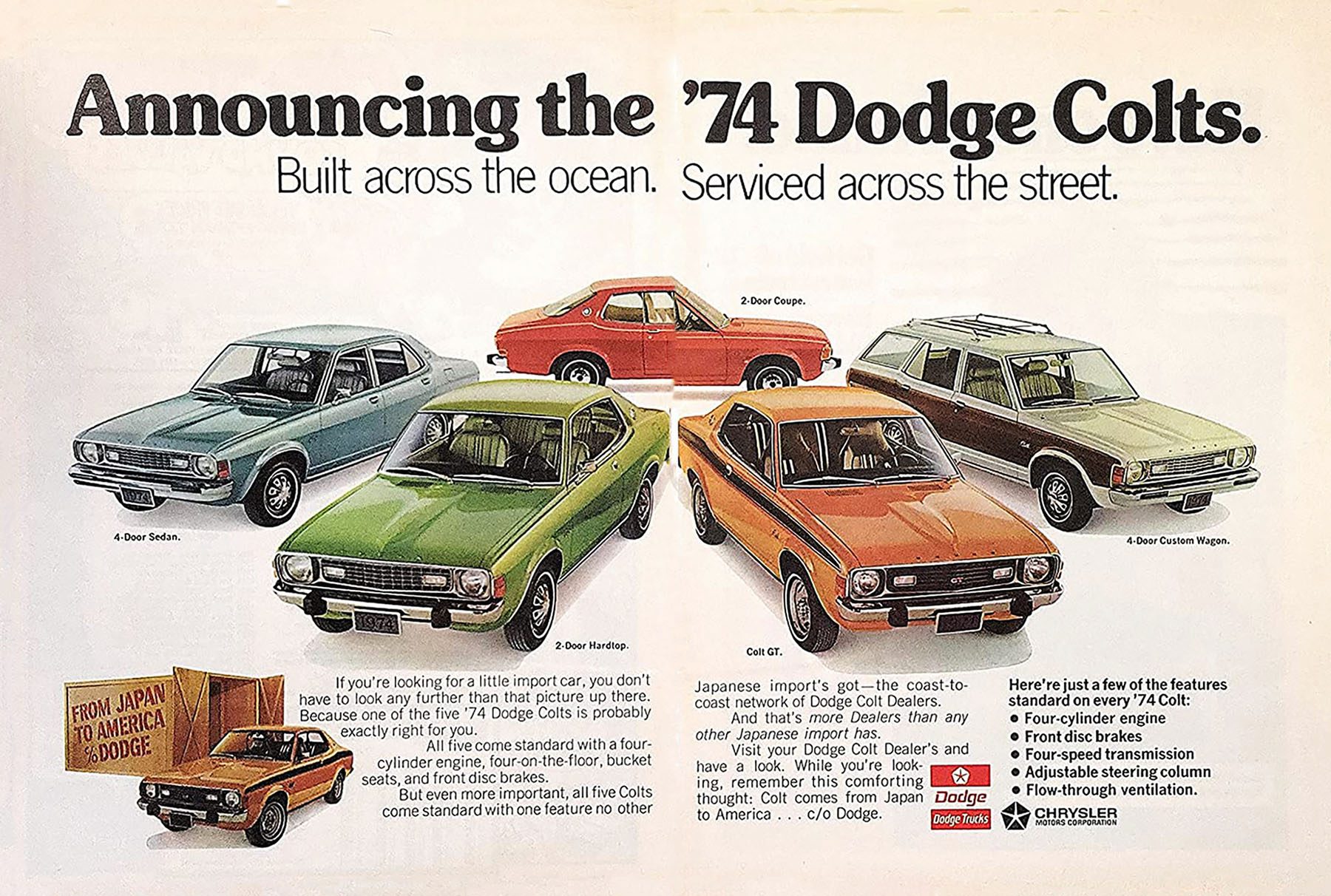1974 Dodge Colt Magazine Ad, full line