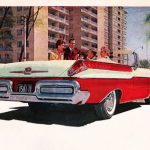 1958 Monarch Convertible, Red and White, Top Down,