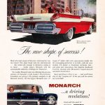 1958 Monarch Ad, Ford of Canada, Red and White Convertible