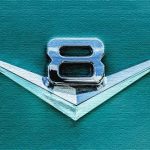 Classic Car V8 Logo, chrome,