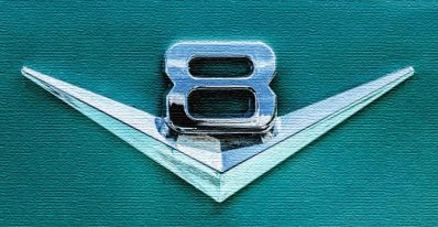 Classic Car V8 Logo, chrome,