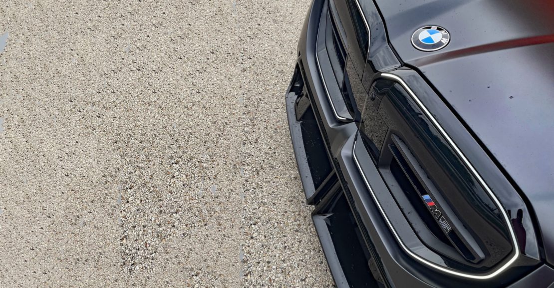 2025 BMW M5 Touring in Frozen Deep Grey, grille detail,