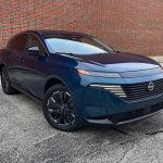 2026 Nissan Murano Platinum in Aurora Blue Pearl, front 3/4 view
