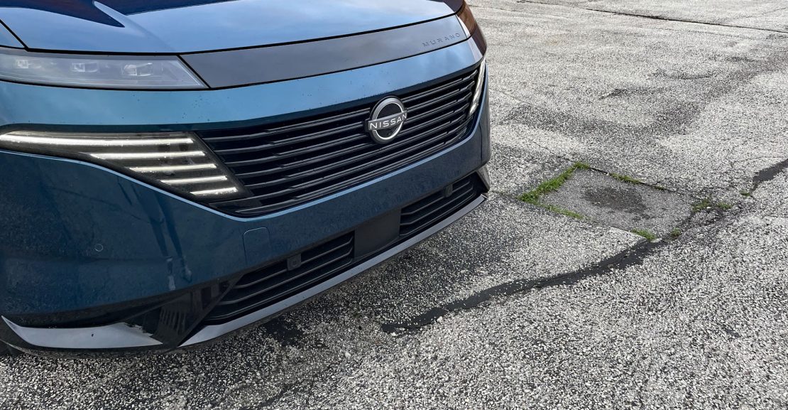 2026 Nissan Murano Platinum in Aurora Blue Pearl, front-end design, LED headlamps,