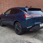 2026 Nissan Murano Platinum in Aurora Blue Pearl, rear 3/4 view,