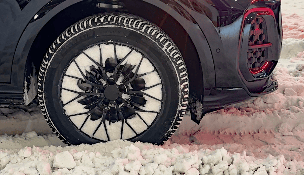 Big Snow Michelin CrossClimate 2 tires 2, on Audi Q5, close up