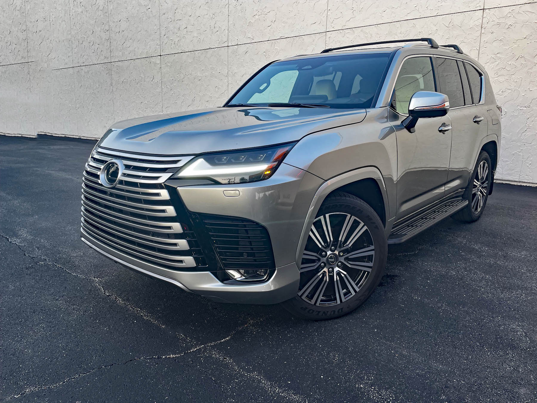 2026 Lexus LX 600 Luxury in Atomic Silver, front 3/4 view,