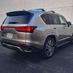 2026 Lexus LX 600 Luxury in Atomic Silver, rear 3/4 view,