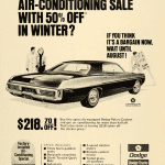 1970 Dodge Polara, print ad, black and white, half-price air conditioning