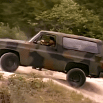 Chevrolet Blazer M1009, profile shot, on gravel,