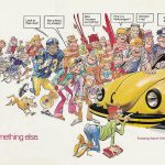 1973 Volkswagen Sport Bug Ad, Mad Magazine, Jack Davis, Saturn Yellow