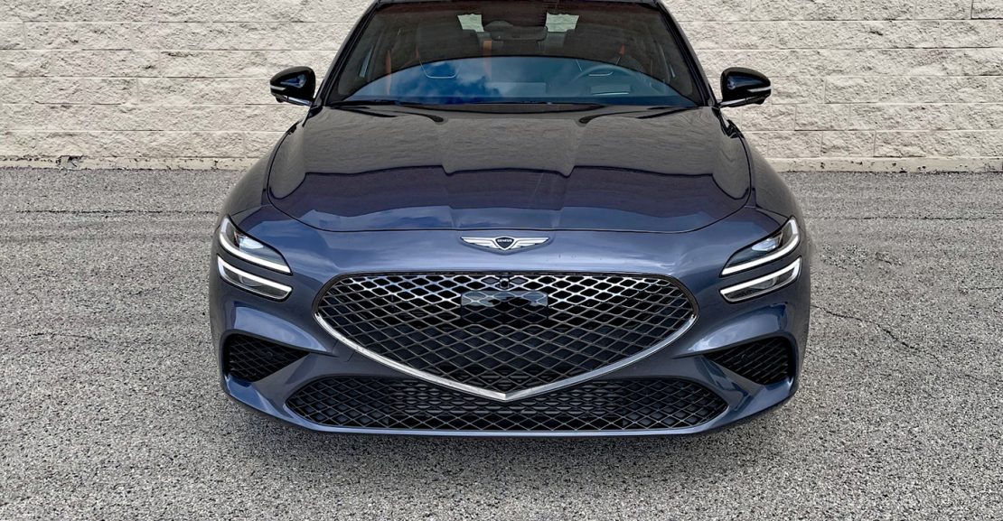 2026 Genesis G70 3.3T Prestige Graphite in Ceres Blue, front view