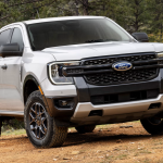 2026 Ford Ranger XLT in Oxford White, dirt trail