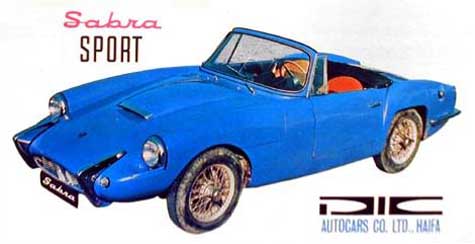 Sabra Sport, blue car, top down,