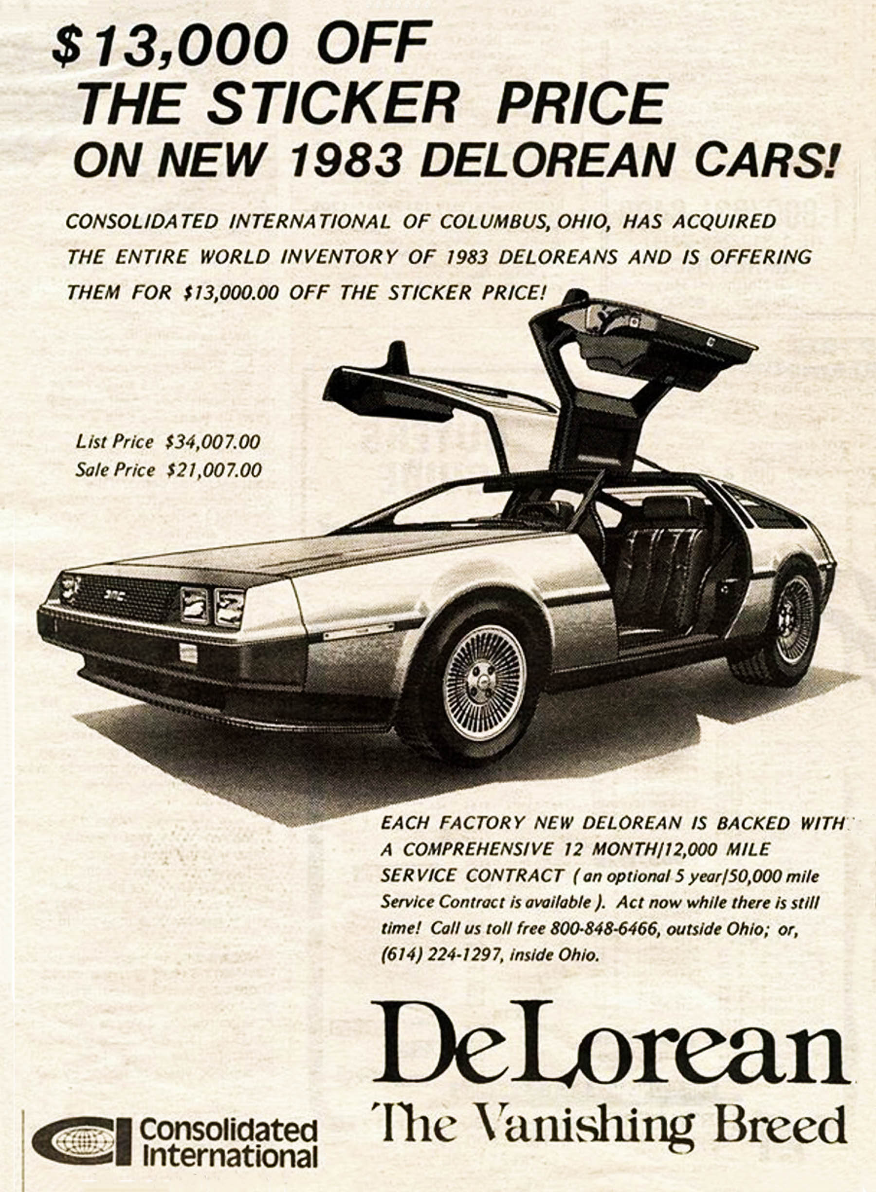 Consolidated International/DeLorean Ad 